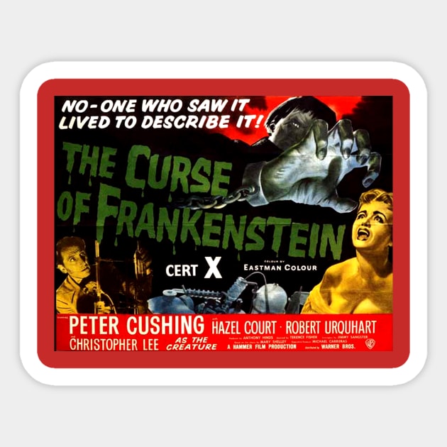 Classic Horror Movie Lobby Card - The Curse of Frankenstein Sticker by Starbase79